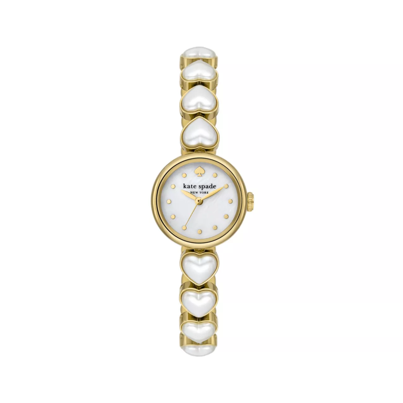 Золотистая нержавеющая сталь и усилитель; Часы-браслет с искусственным жемчугом / 24 мм Kate Spade New York