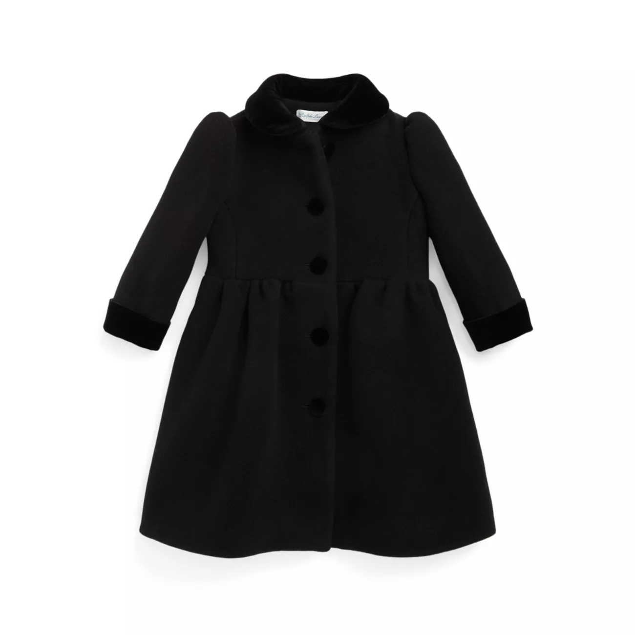 Шерстяное пальто с бархатной отделкой для маленьких девочек Polo Ralph Lauren