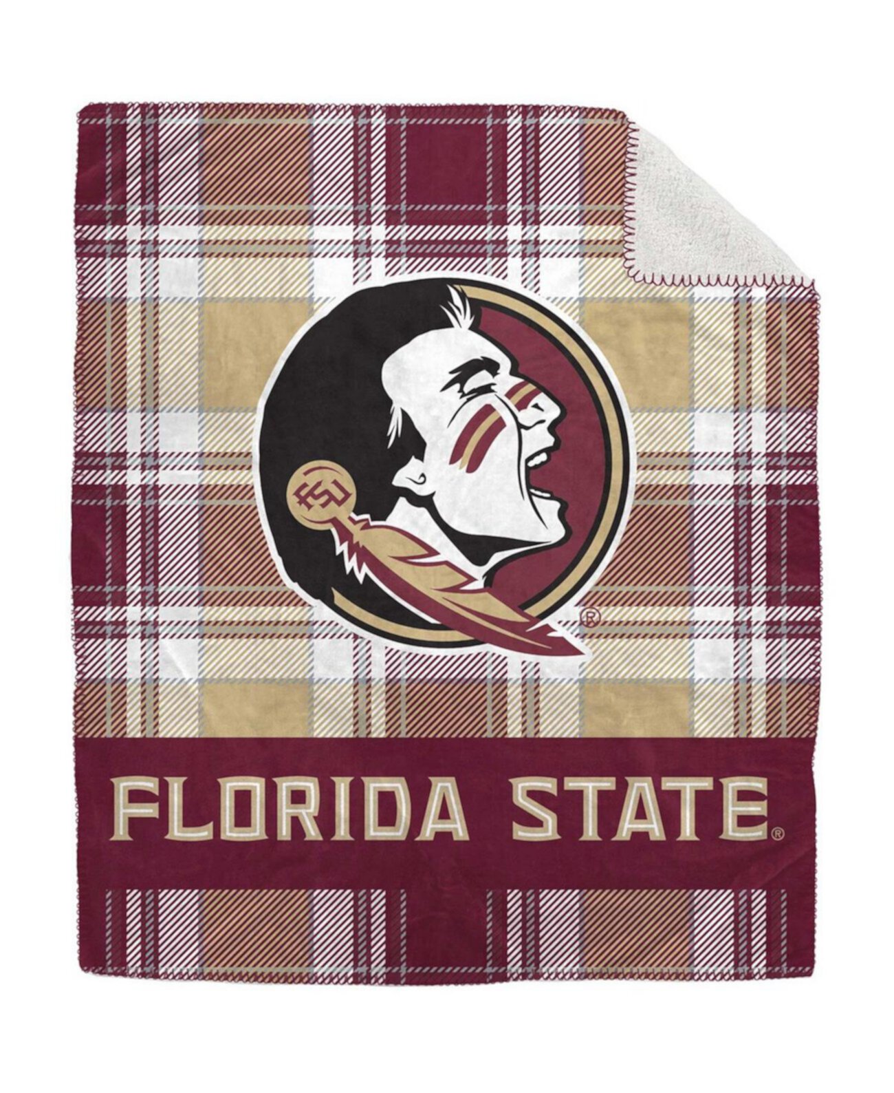 Фланелевый плед Florida State Seminoles, 127х152 см, односторонний, шерпа Pegasus Home Fashions