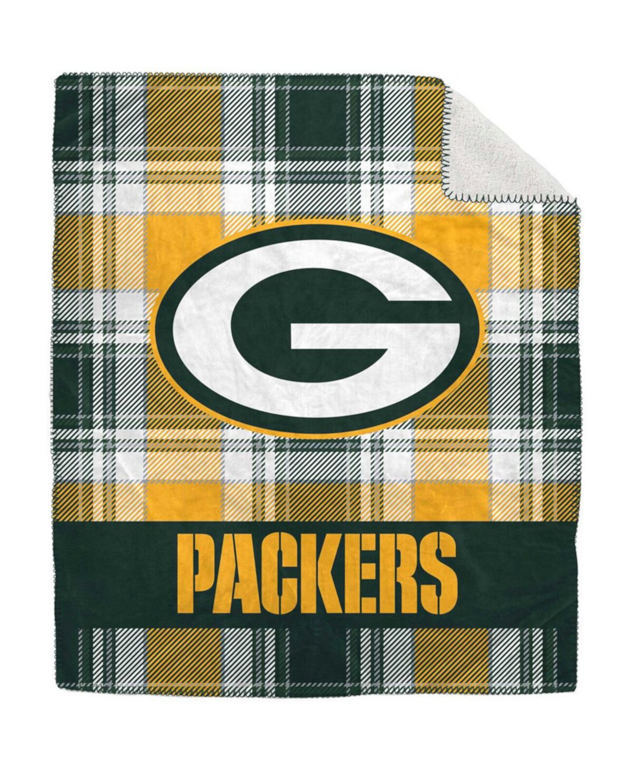 Green Bay Packers 50 x 60 дюймов фланелевое плюшевое одеяло из шерпы в клетку Pegasus Home Fashions