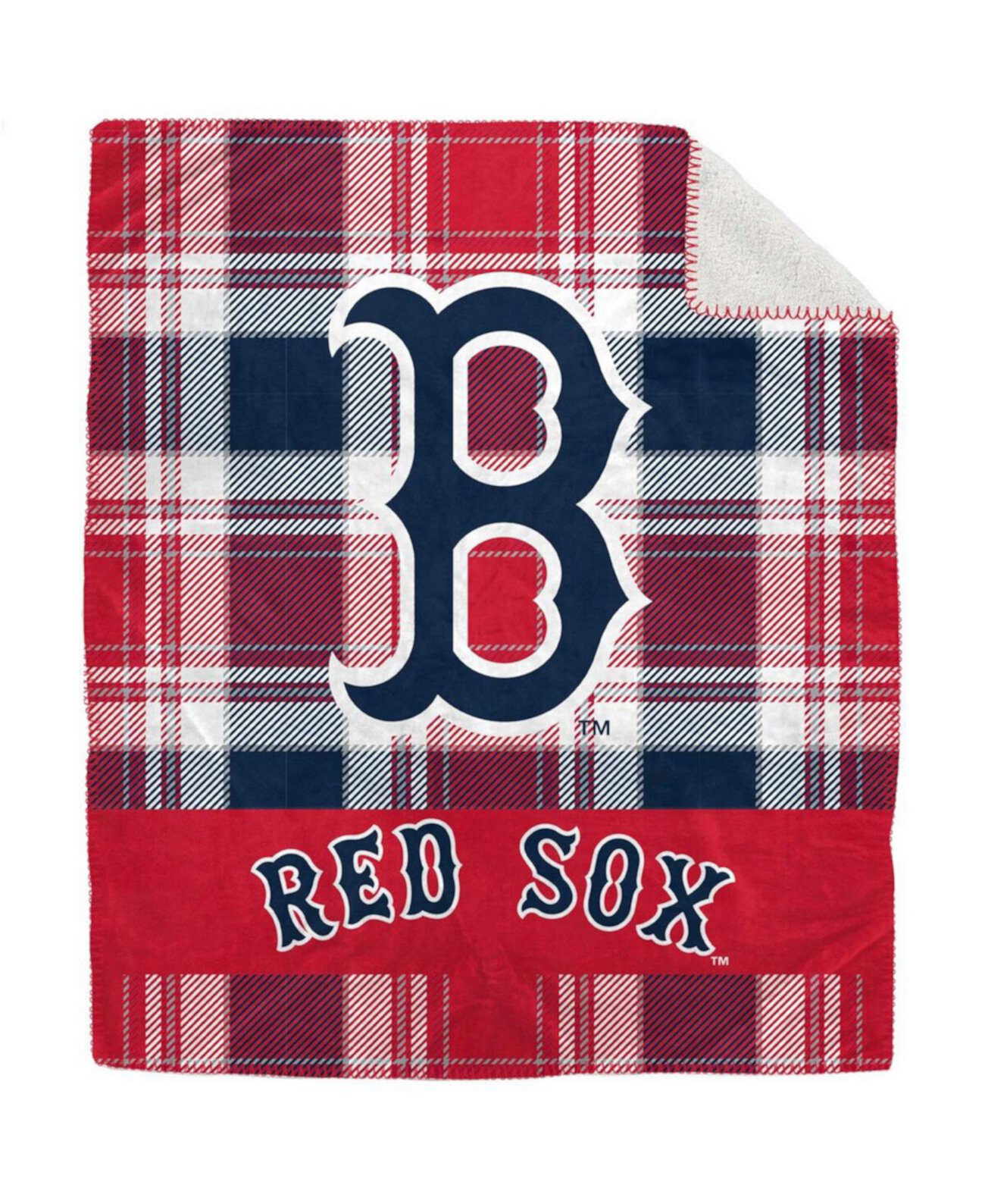 Плюшевое фланелевое одеяло Boston Red Sox размером 50 x 60 дюймов в клетку Pegasus Home Fashions