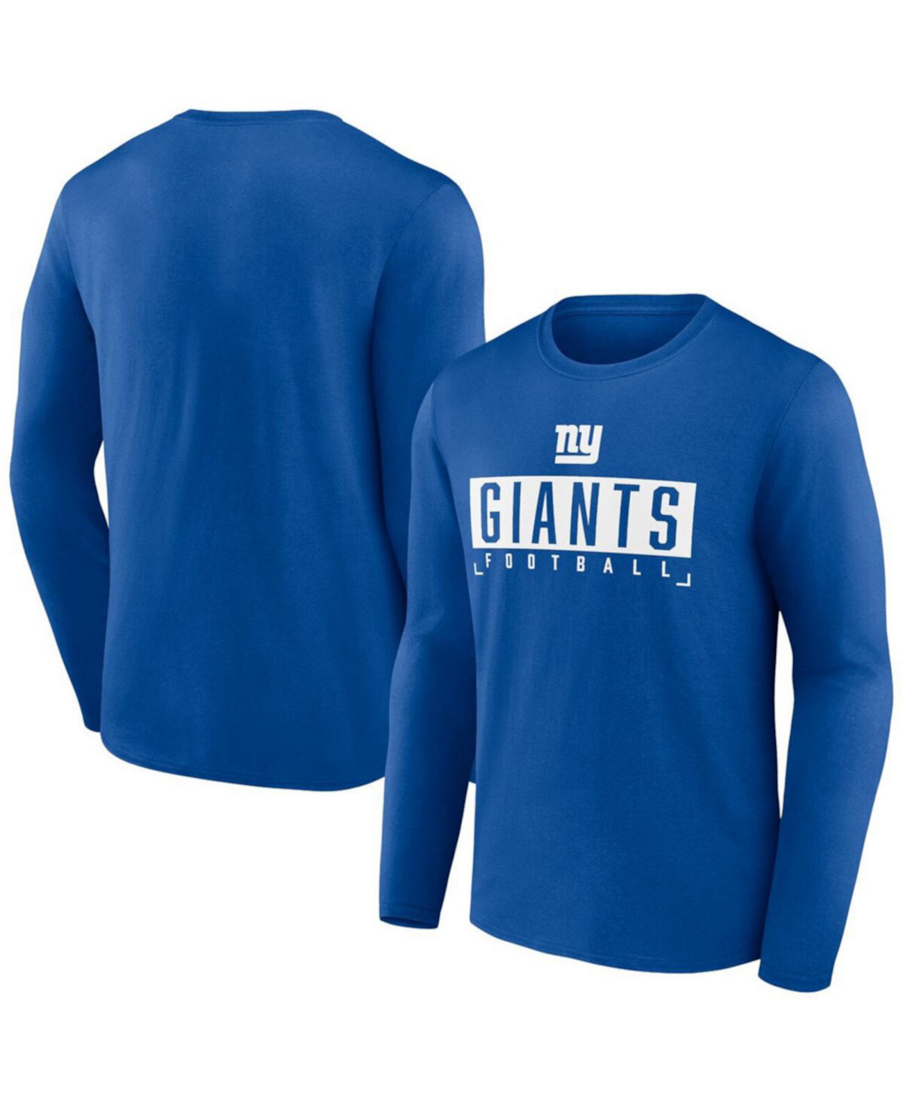 Мужская футболка с длинным рукавом с логотипом Royal New York Giants, 100% хлопок Fanatics