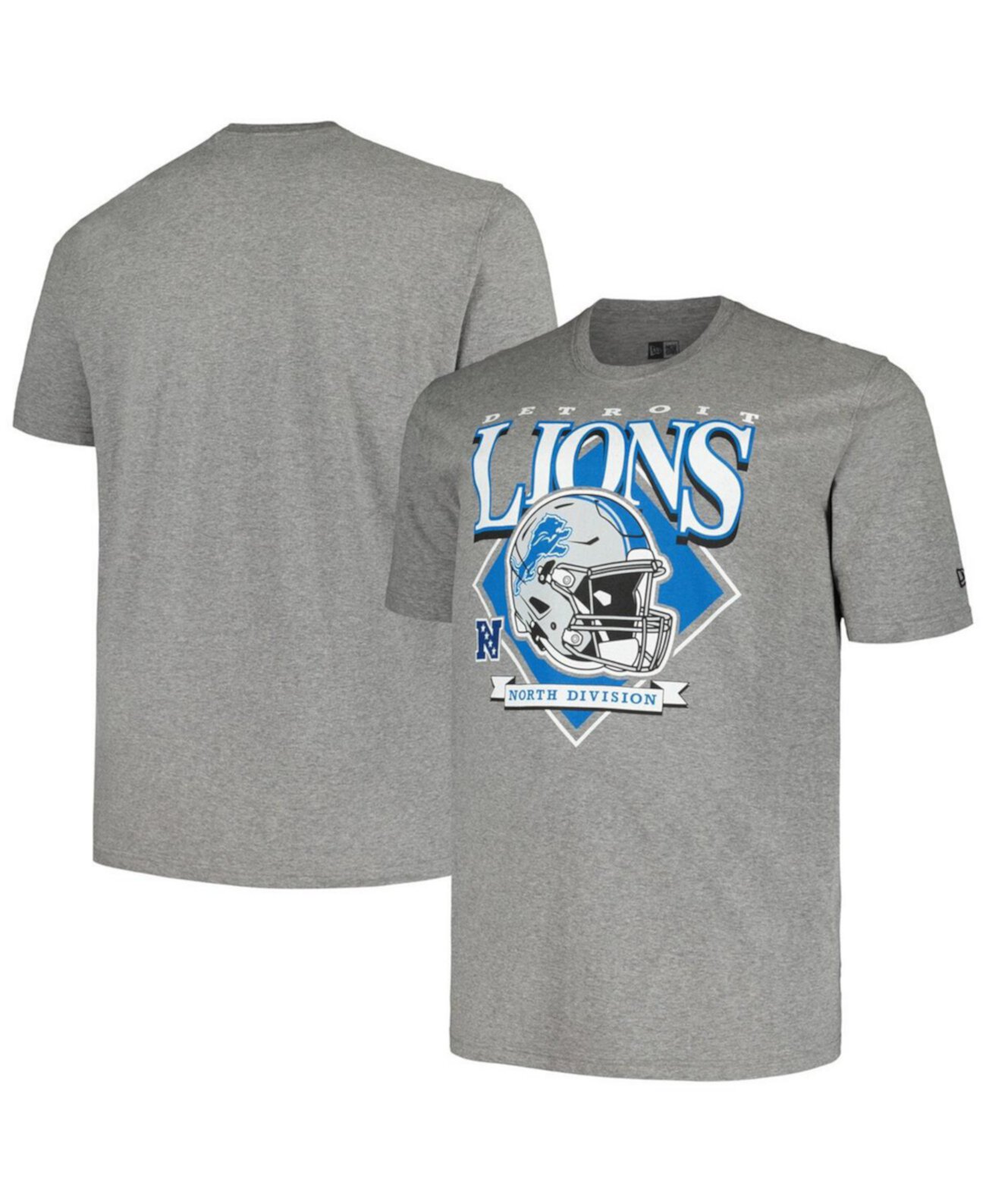 Мужская серая футболка Detroit Lions Big and Tall Helmet New Era