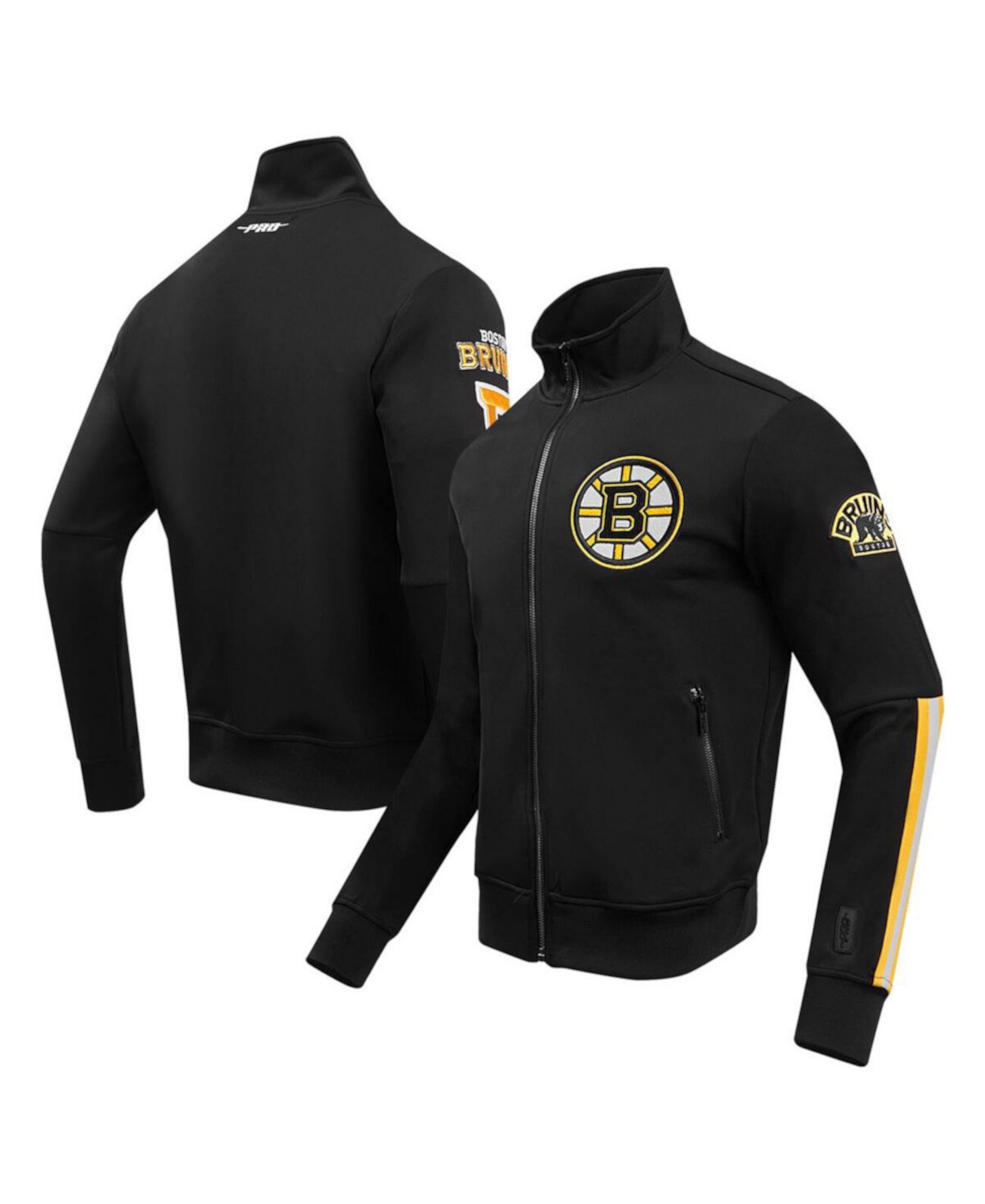 Мужская черная спортивная куртка Boston Bruins Classic с молнией во всю длину из синели Pro Standard