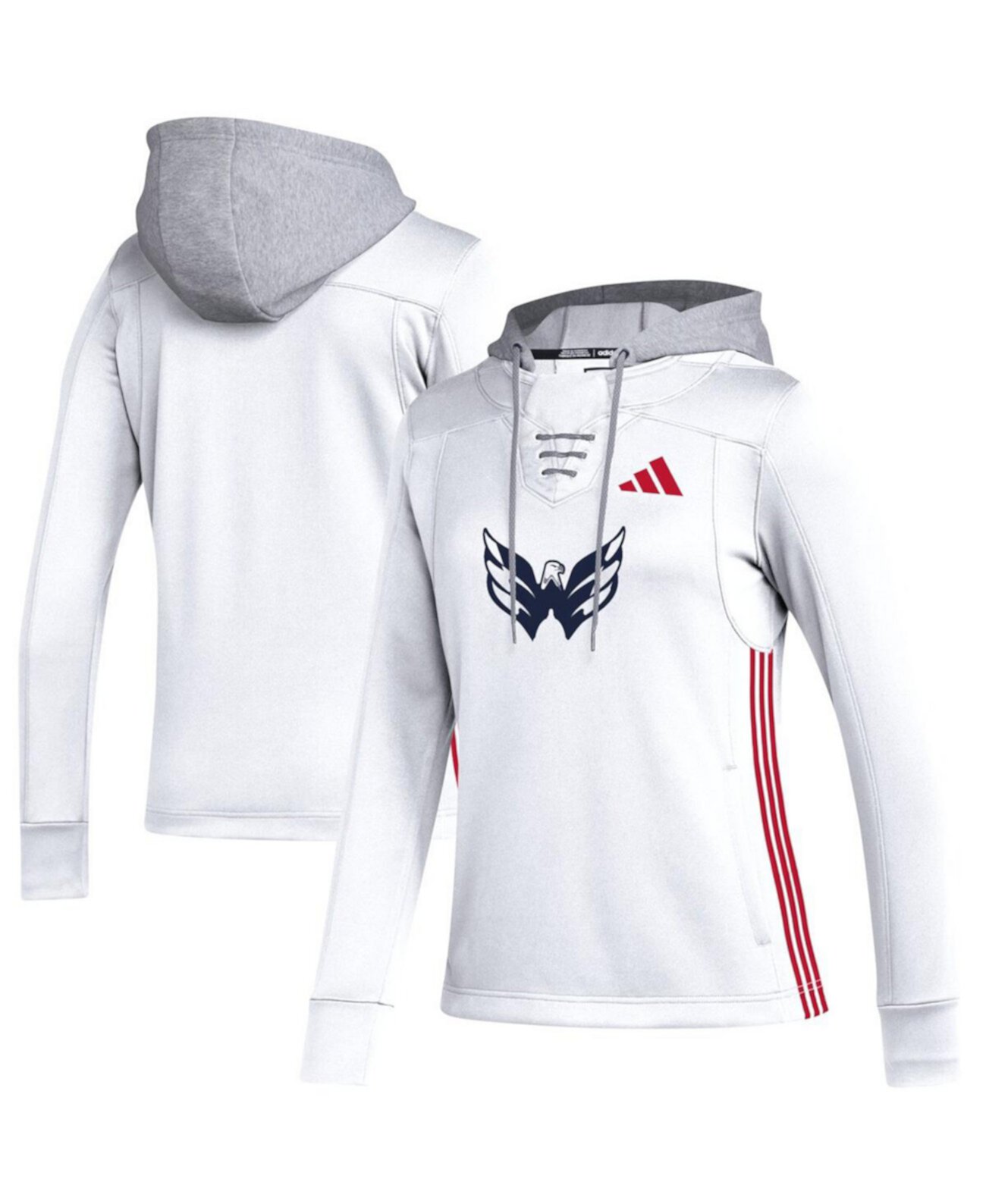 Женский белый пуловер с капюшоном Washington Capitals Refresh Skate Lace AEROREADY Adidas