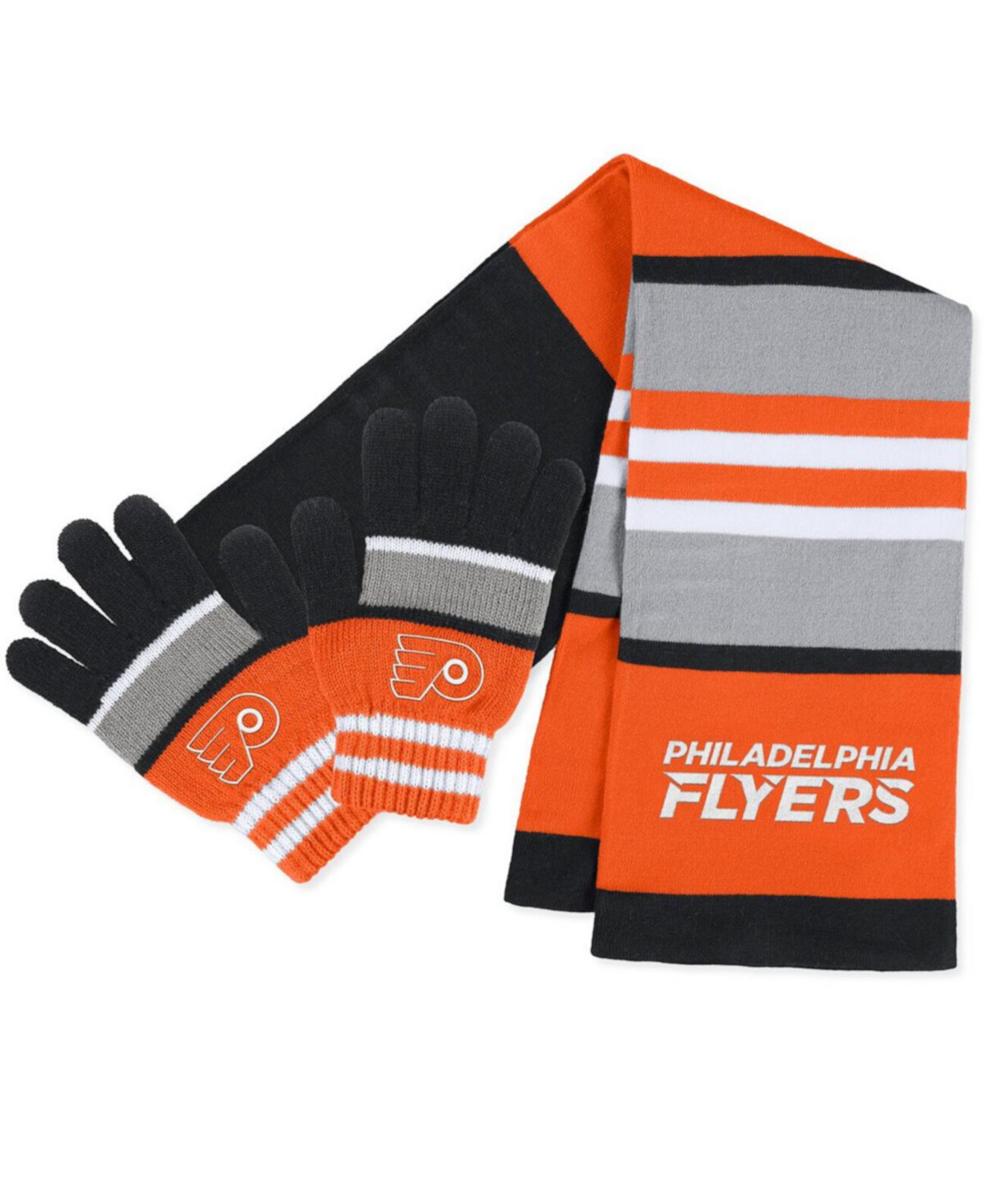 Женский комплект из перчаток и шарфа в полоску Philadelphia Flyers WEAR by Erin Andrews