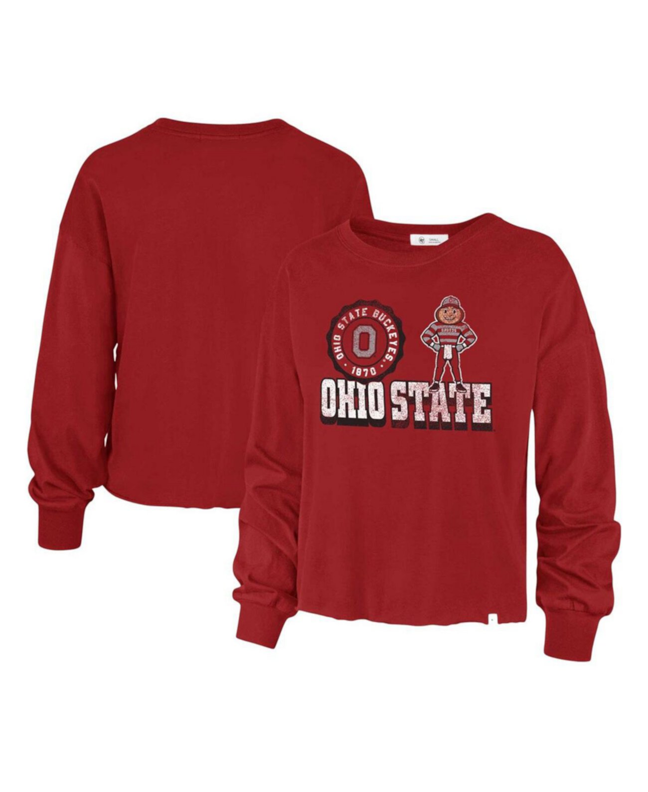 Женская футболка с длинными рукавами '47 Brand Ohio State Buckeyes, 100% хлопок, винтажный стиль '47 Brand