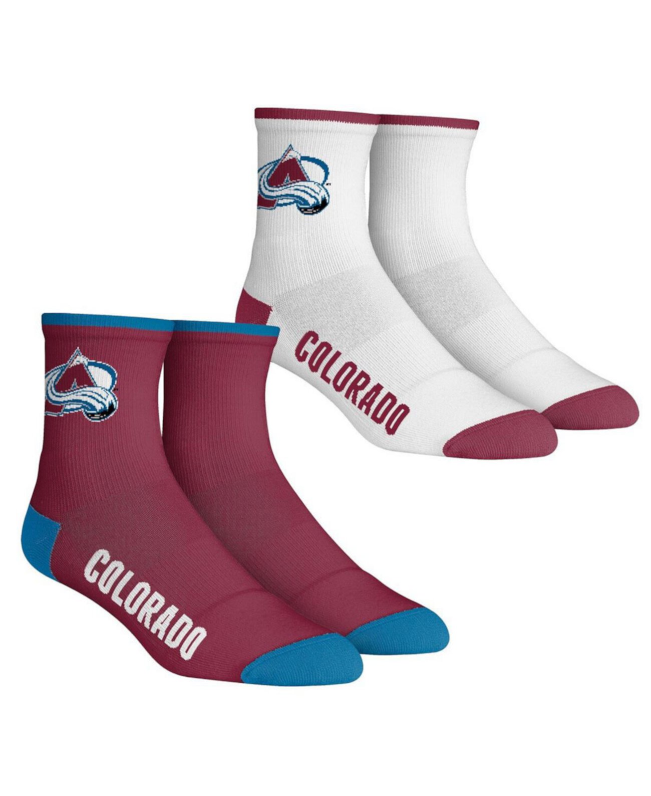 Мужские носки Colorado Avalanche Core Team, комплект из 2 носков длиной четверть длины Rock 'Em