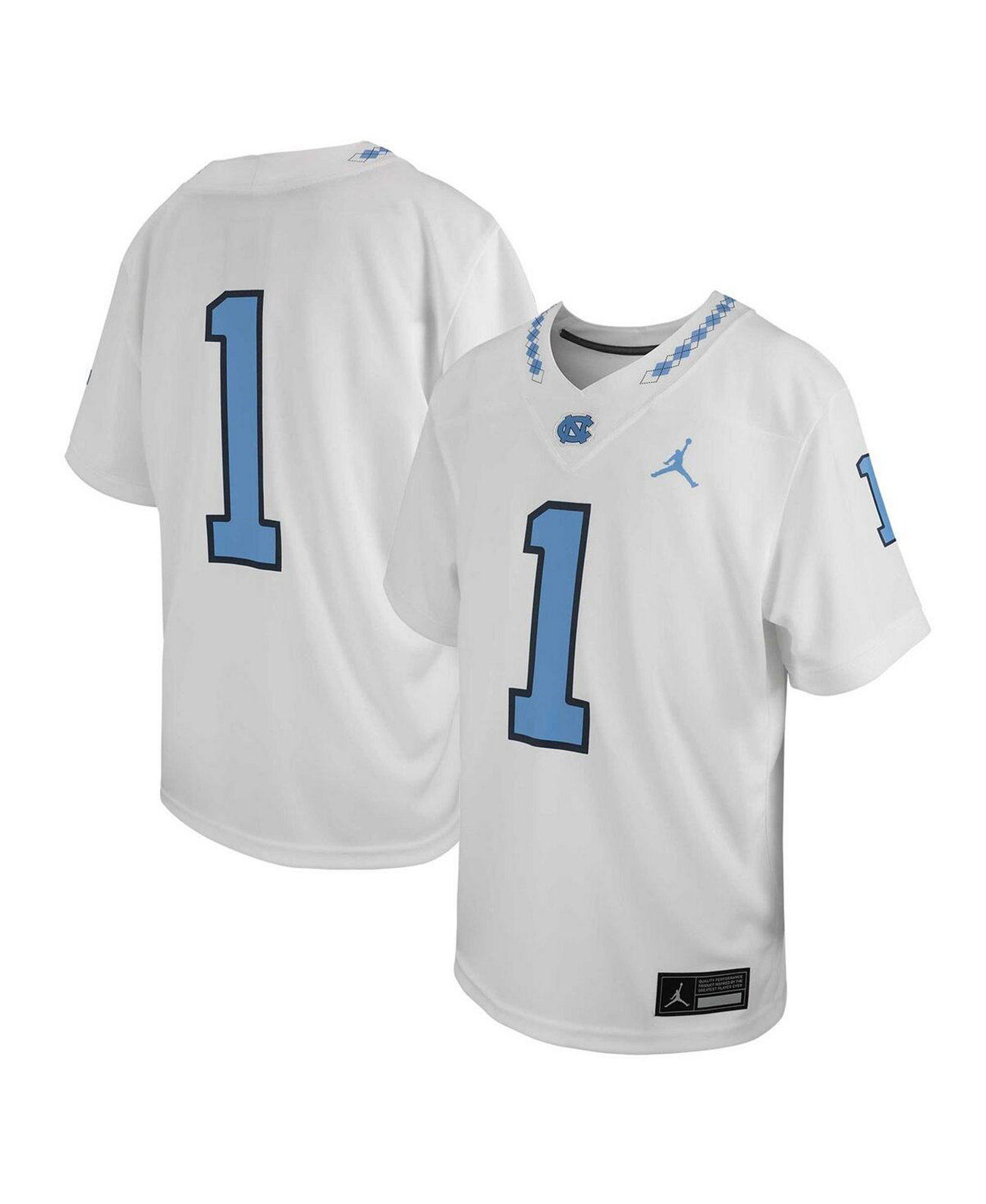 Детская Джерси Jordan #1 Белая North Carolina Tar Heels Untouchable Replica Game Jordan