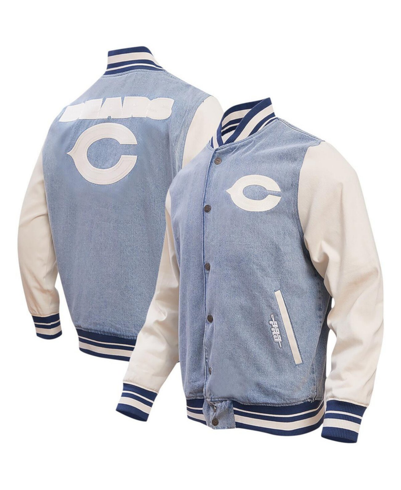 Мужская Джинсовая Куртка Pro Standard Chicago Bears Varsity Blues Полная Застежка Pro Standard