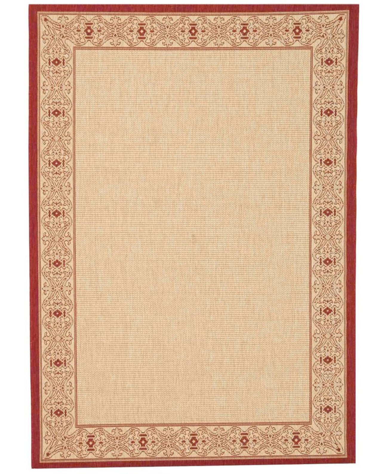 Courtyard CY2099 Natural and Red 7'10" x 7'10" Round Outdoor Area Rug Safavieh