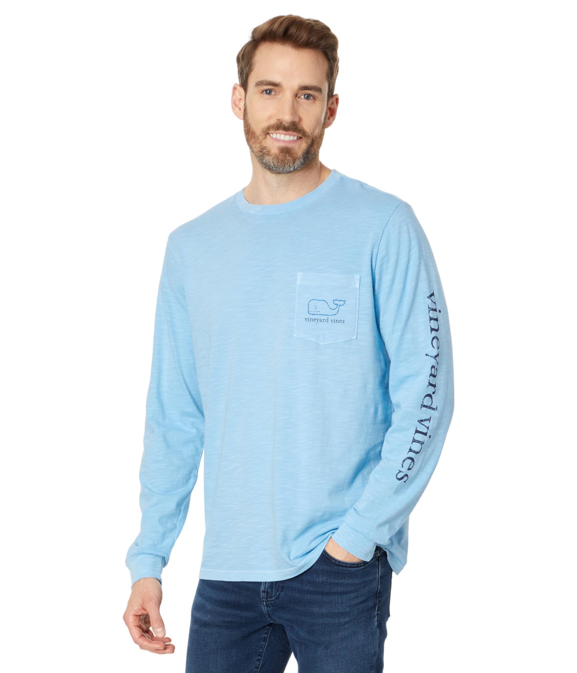 Мужская Футболка Vineyard Vines Vintage Whale LS GD Pocket Tee Vineyard Vines