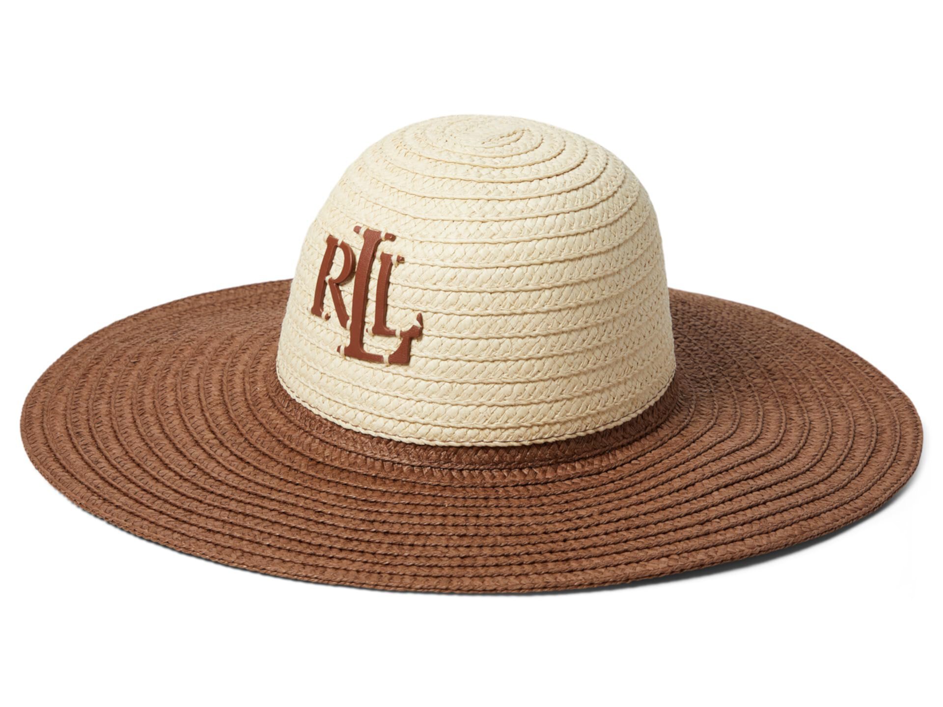 Тканая шляпа от солнца с кожаным логотипом LAUREN Ralph Lauren