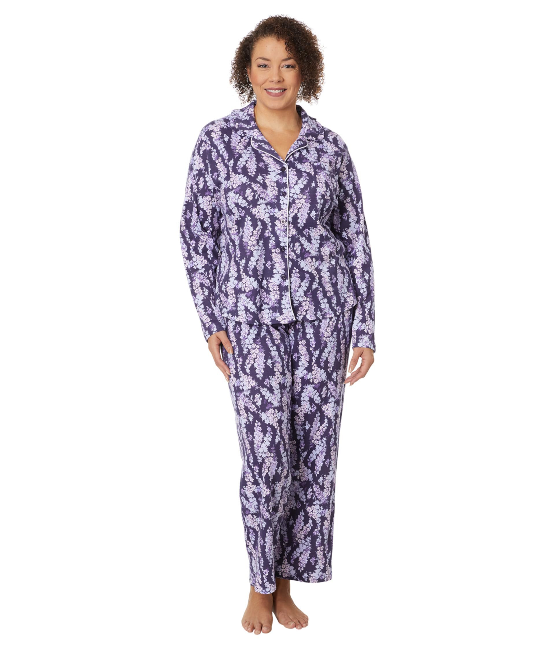 Пижамный комплект больших размеров с цветочным принтом и воротником-стойкой для подруги Karen Neuburger
