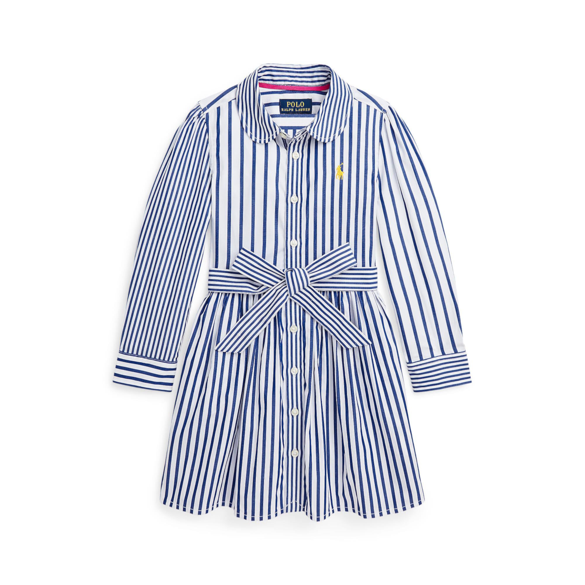 Забавное платье-рубашка из хлопкового поплина в полоску (для малышей/маленьких детей) Polo Ralph Lauren