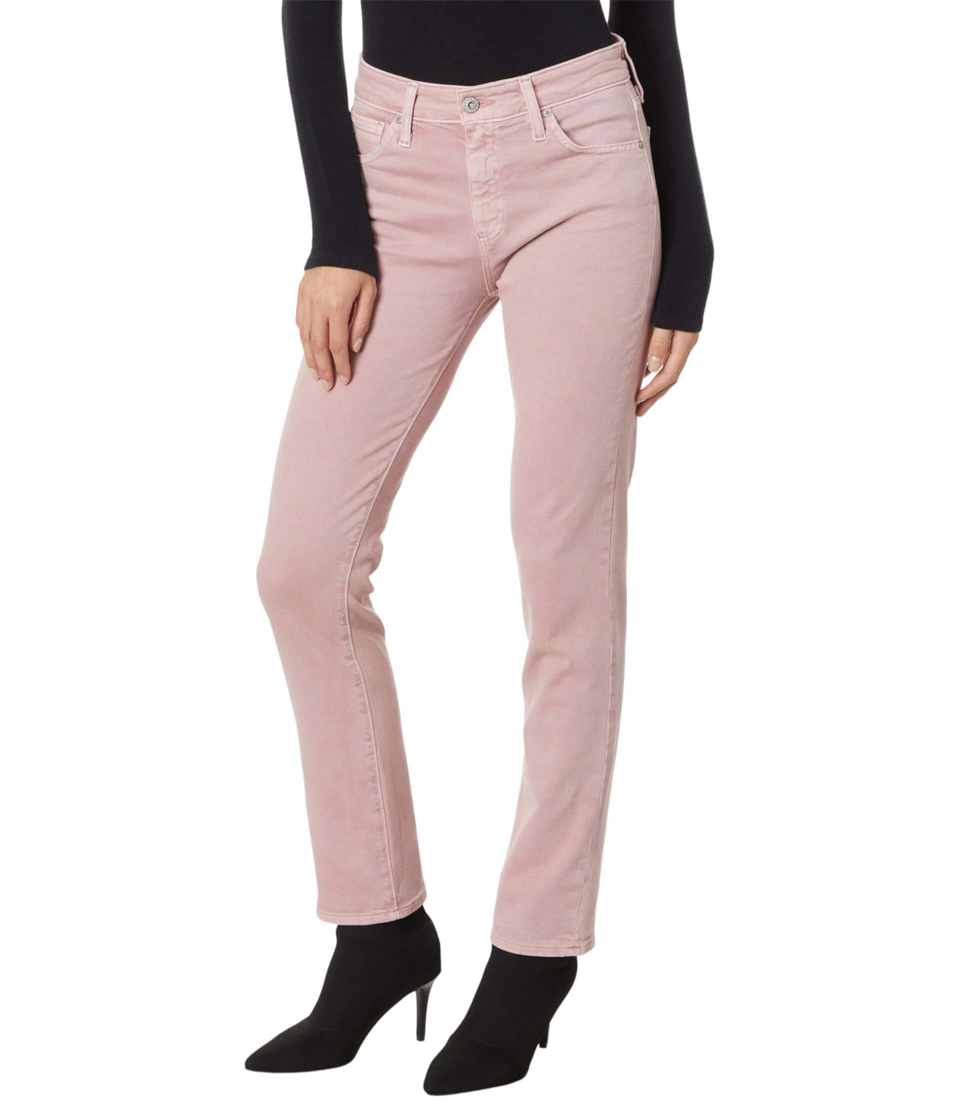 Модель Mari High-Rise Slim Straight в цвете Hi-White Rosy Blush AG Jeans