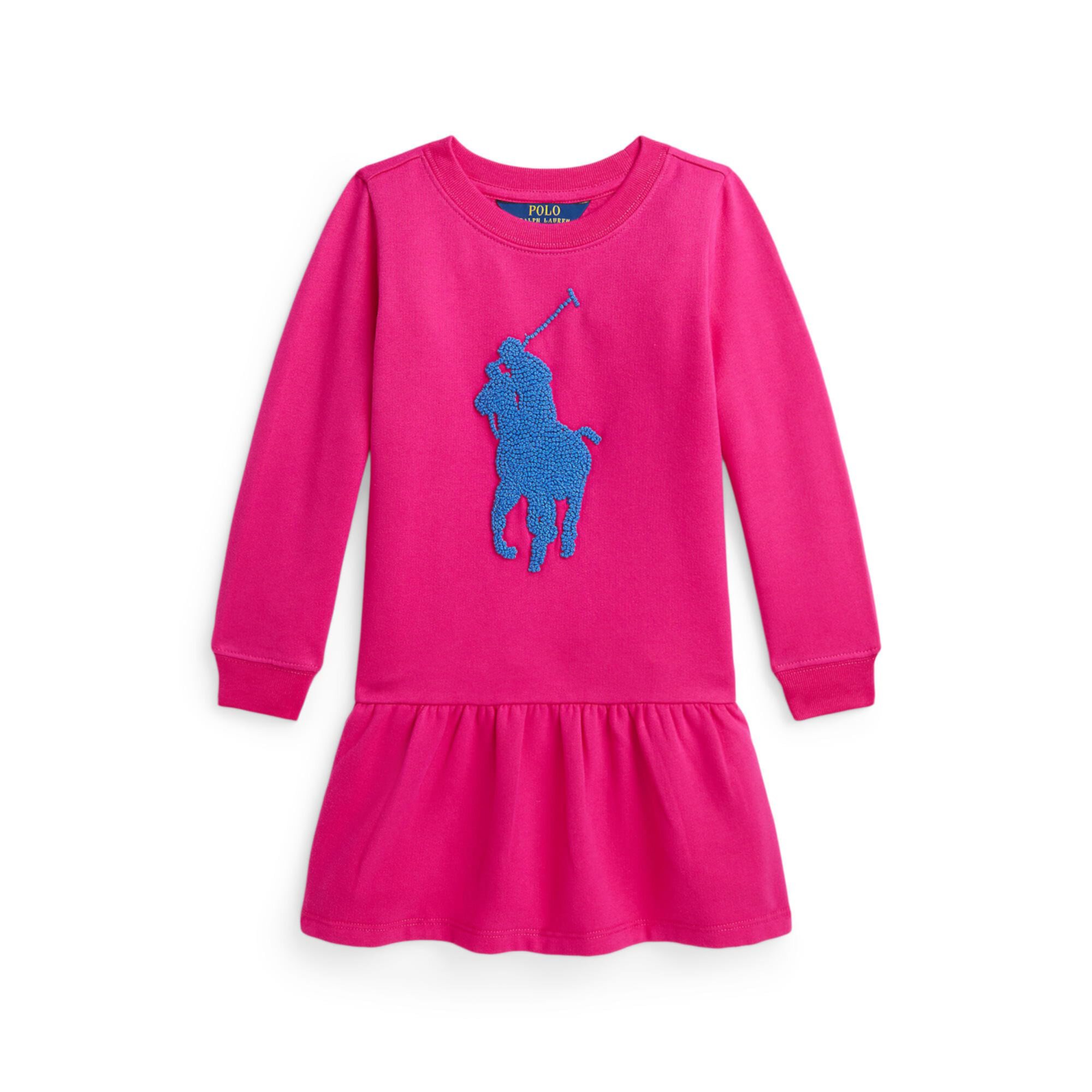 Флисовое платье с французским узлом Big Pony (для малышей/маленьких детей) Polo Ralph Lauren