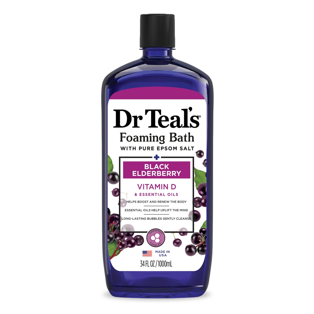 Foaming Bath with Pure Epsom Salt- Black Elderberry -- 34 fl oz Dr Teal's