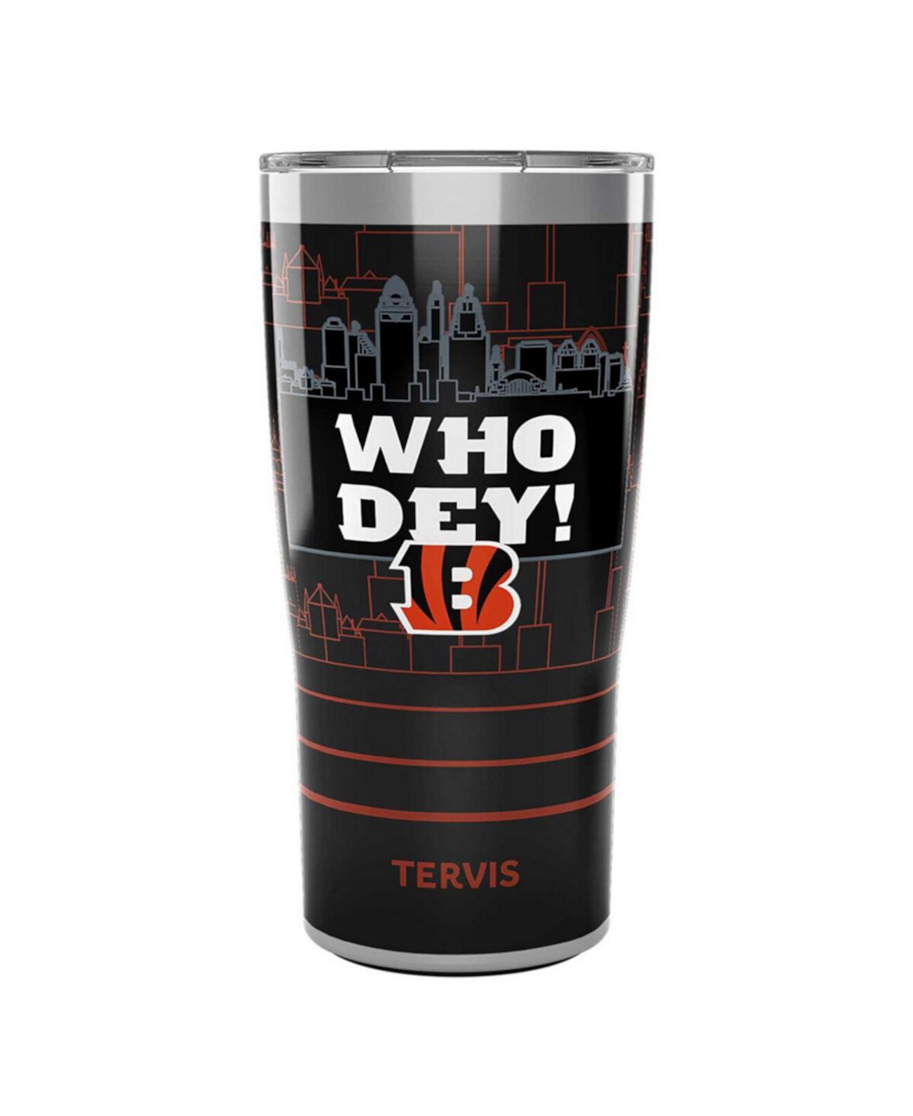 Стакан Who Dey Cincinnati Bengals из нержавеющей стали с крышкой и слайдером на 20 унций Tervis