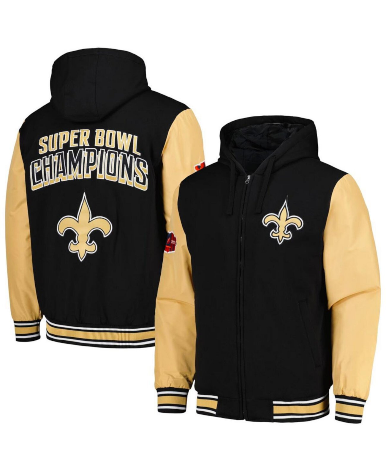 Черное и золотое худи с капюшоном G-III Sports New Orleans Saints на молнии G-III Sports