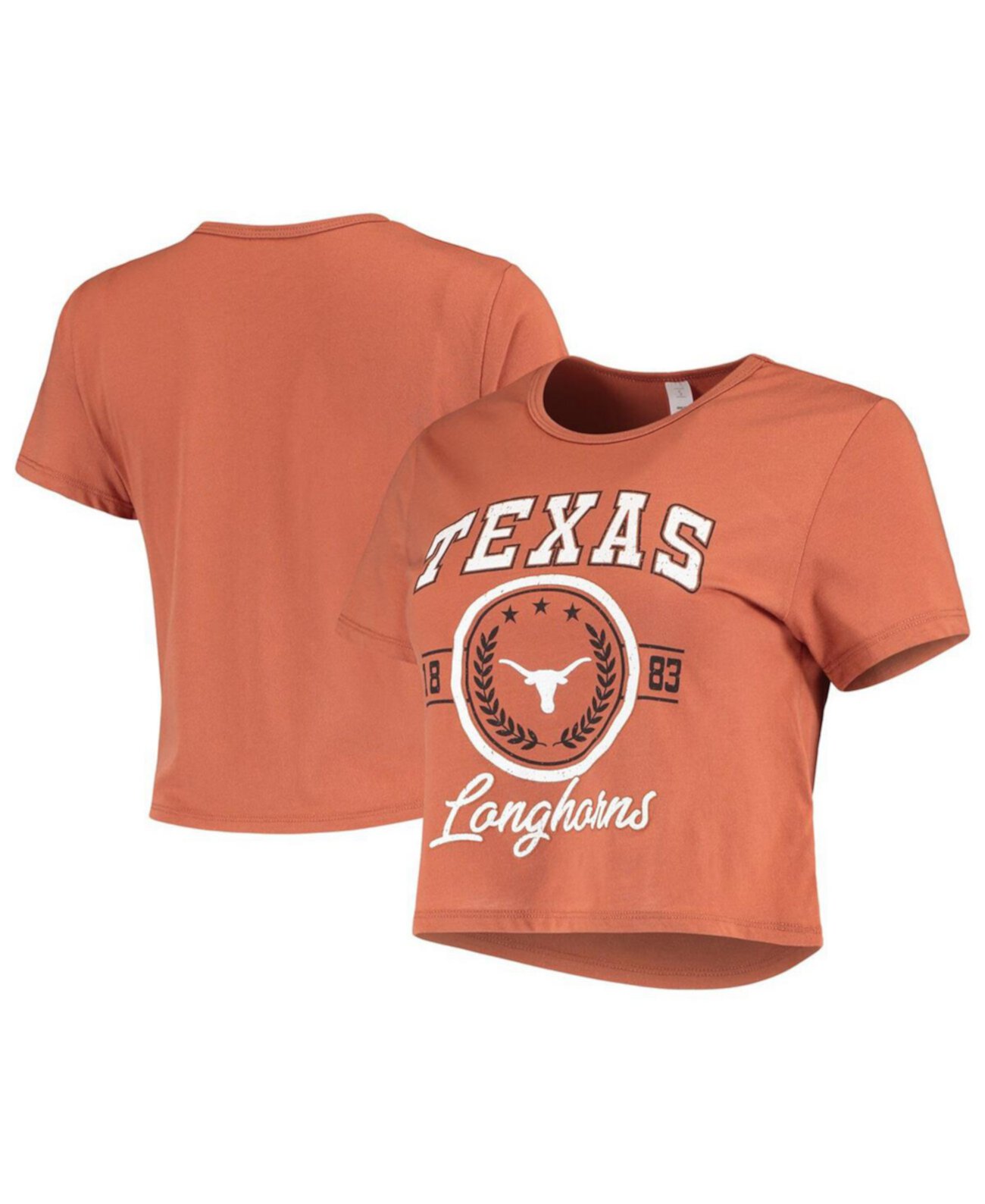 Женская укороченная футболка Texas Orange с эффектом потертости Texas Longhorns Core Laurels ZooZatz