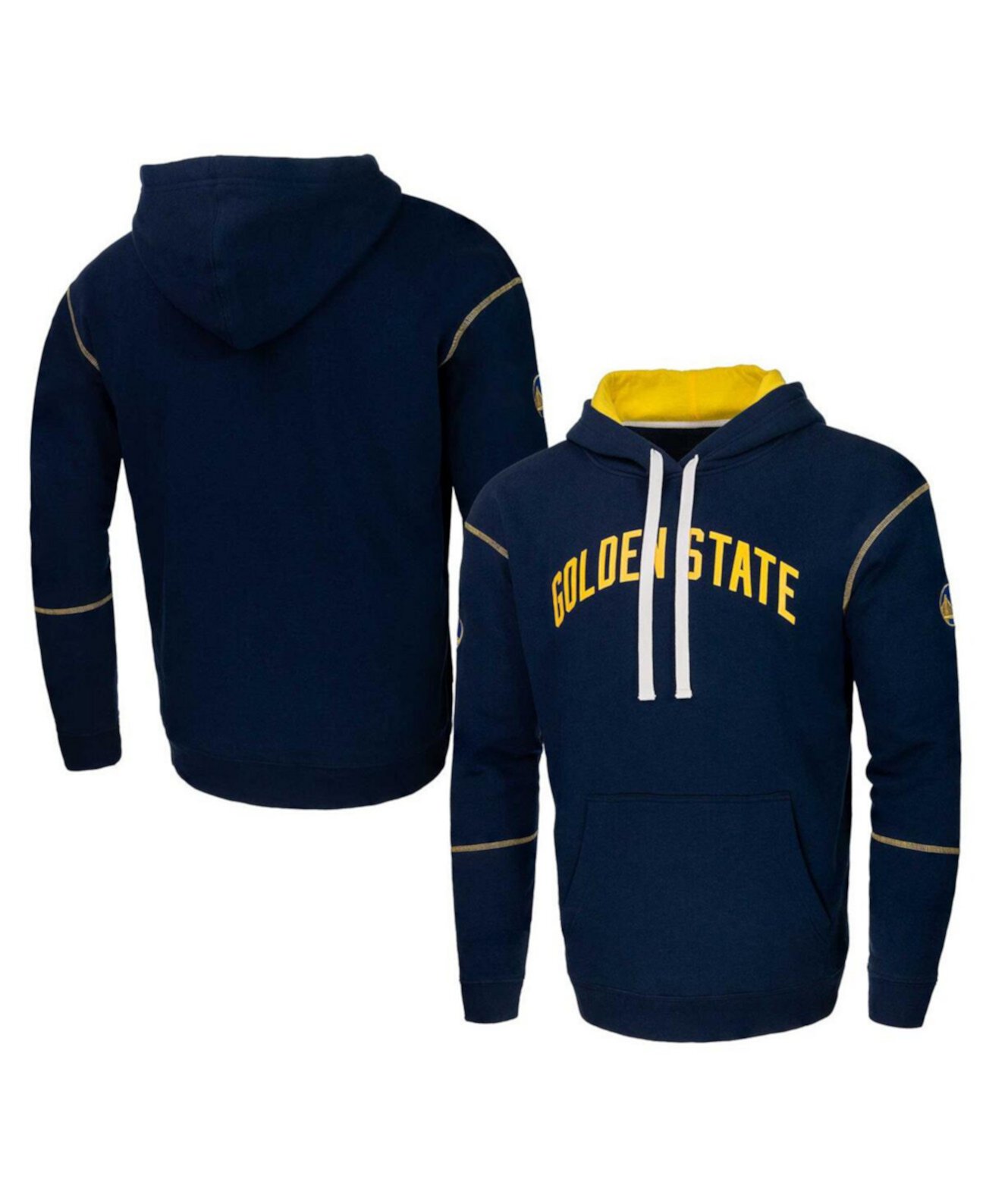 Мужской и женский темно-синий пуловер с капюшоном Golden State Warriors Monument Stadium Essentials