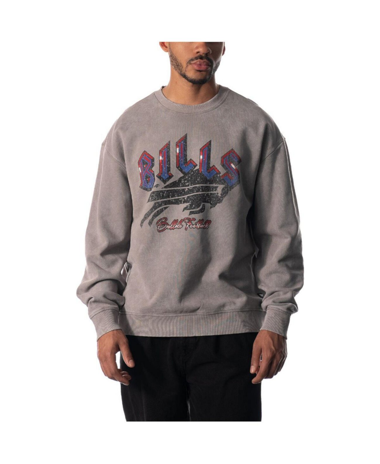 Мужской и женский серый пуловер с потертостями Buffalo Bills The Wild Collective