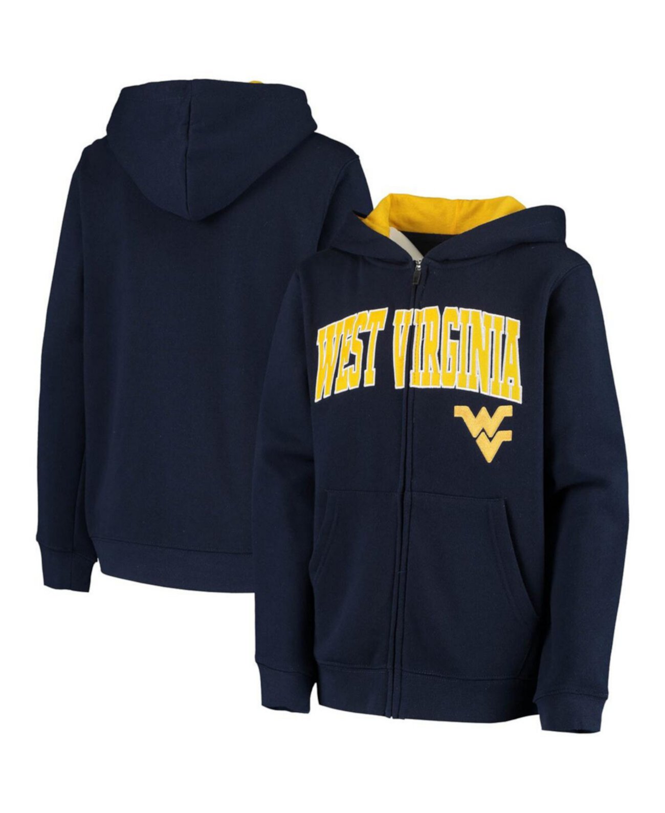 Худи Colosseum Для мальчиков Navy West Virginia Mountaineers Applique Arch and Logo Full-Zip Colosseum