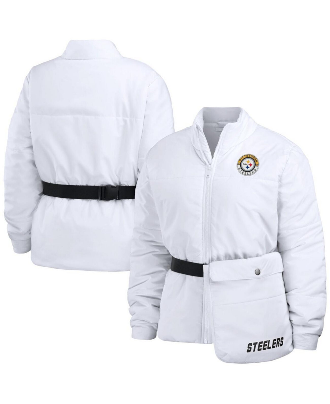 Женская белая куртка-пуховик с молнией во всю длину Pittsburgh Steelers Packaway WEAR by Erin Andrews