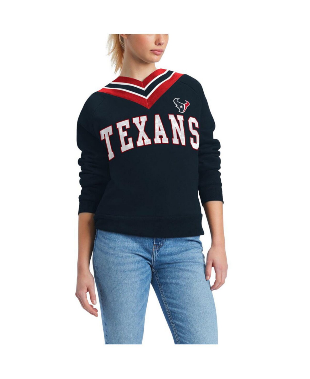 Женский темно-синий пуловер с v-образным вырезом Houston Texans Heidi Tommy Hilfiger