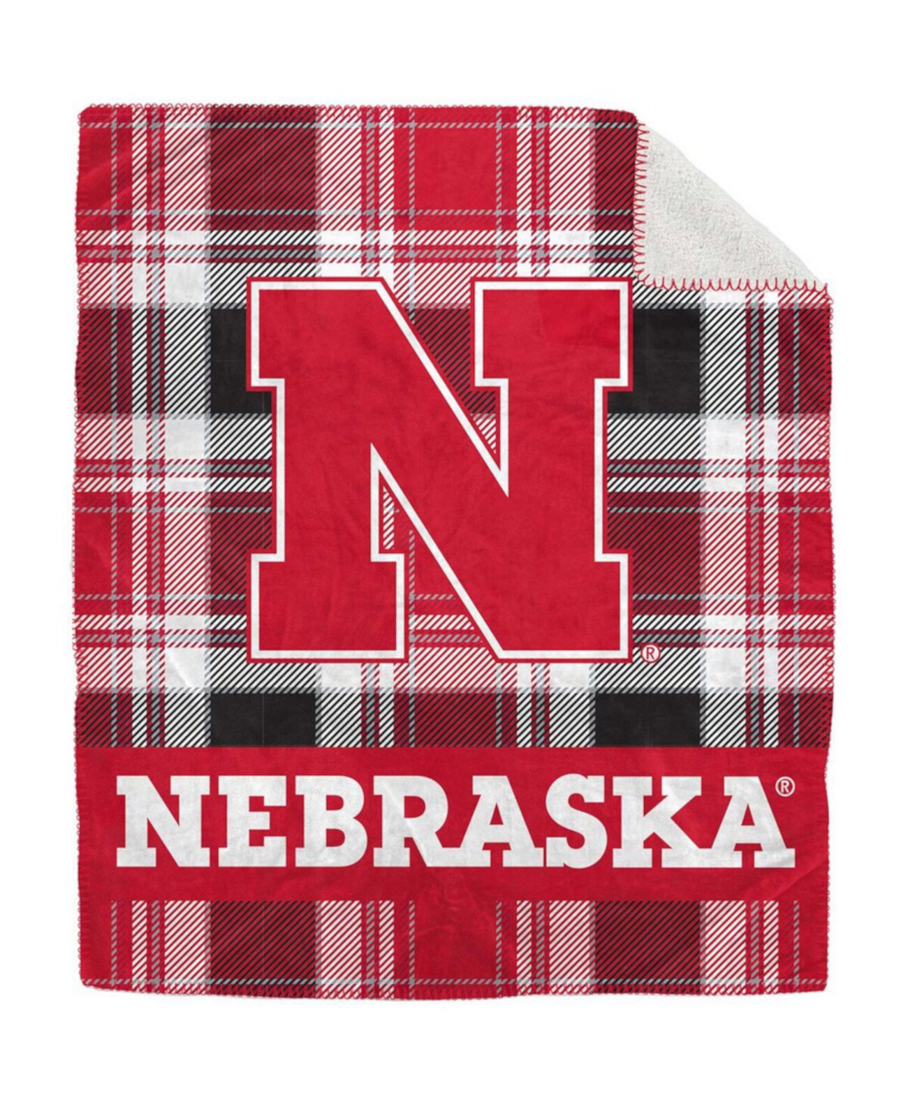 Nebraska Huskers плюшевое одеяло из фланели в клетку размером 50 x 60 дюймов Pegasus Home Fashions