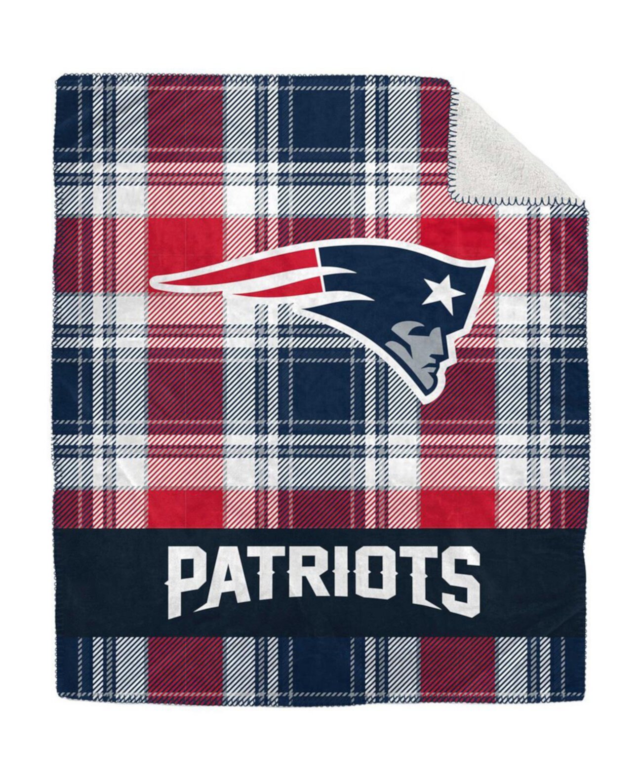 Плюшевое фланелевое одеяло New England Patriots размером 50 x 60 дюймов в клетку Pegasus Home Fashions