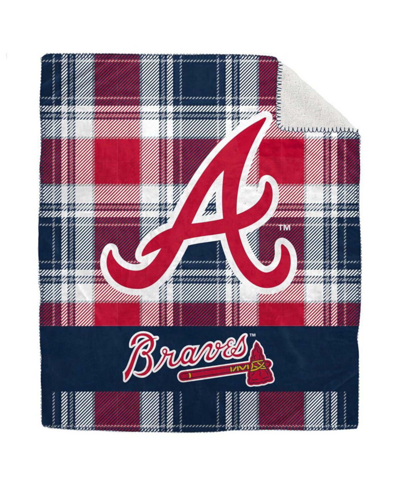 Atlanta Braves 50 x 60 дюймов фланелевое плюшевое одеяло из шерпы в клетку Pegasus Home Fashions