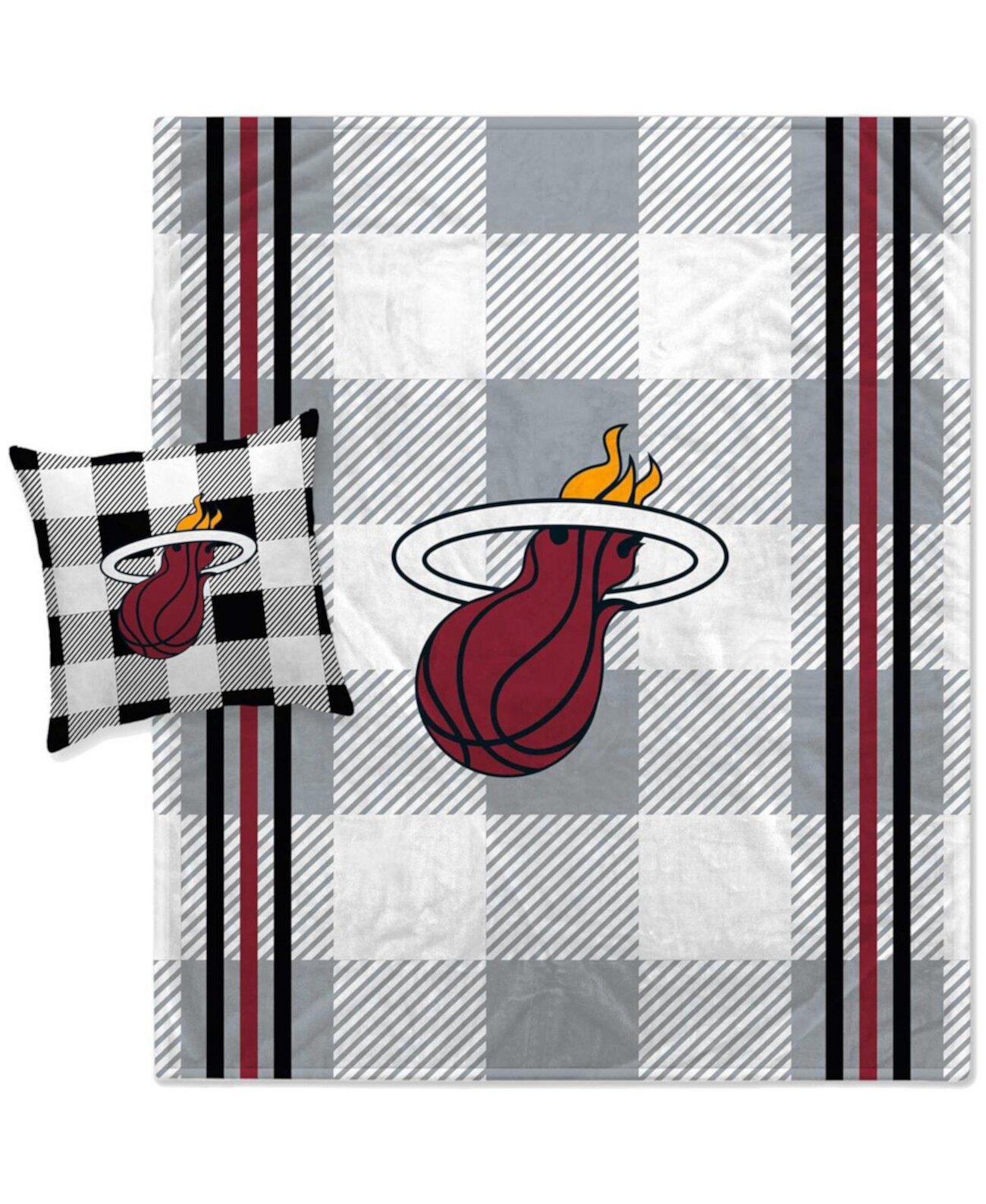 Комбинированный комплект из одеяла и подушек в серую клетку Miami Heat Pegasus Home Fashions