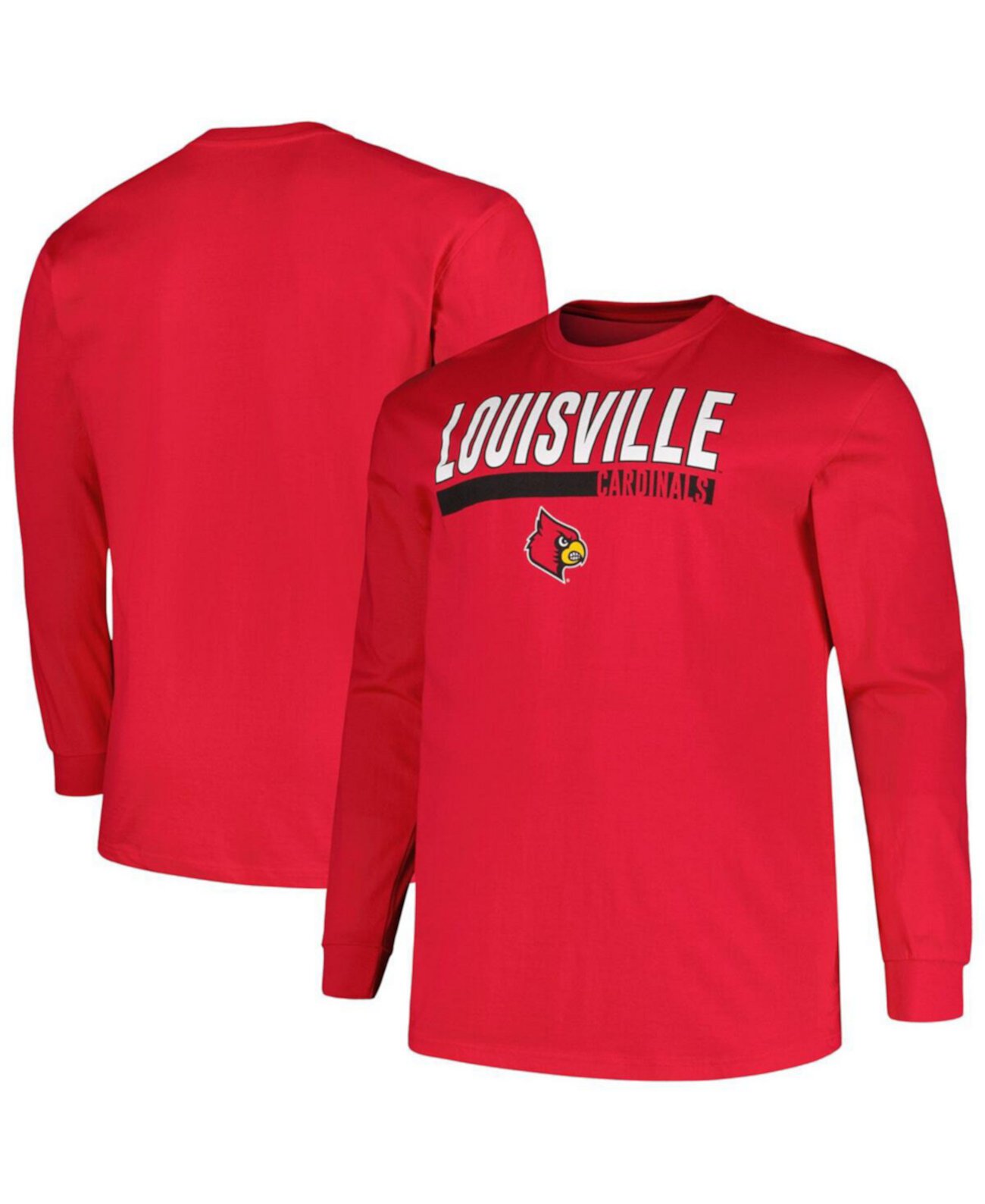 Мужское Джерси Profile Red Louisville Cardinals Big and Tall Two-Hit Long Sleeve T-shirt Profile