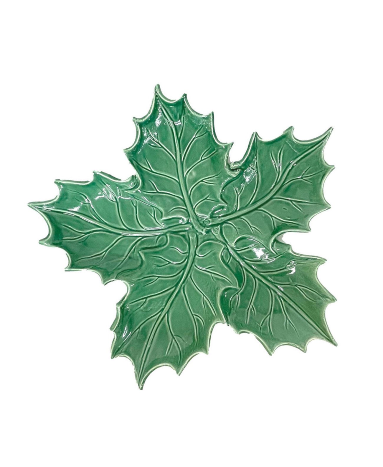 Lastra Evergreen Figural Holly Small Platter VIETRI