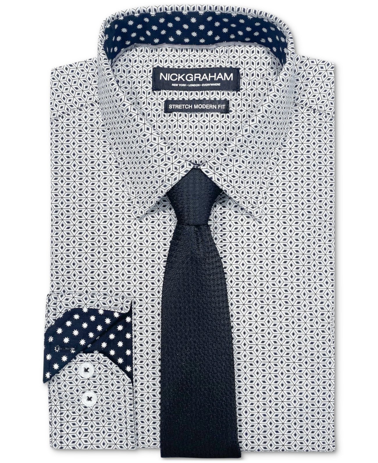 Мужской комплект из классической рубашки и галстука с мозаикой со звездами Nick Graham