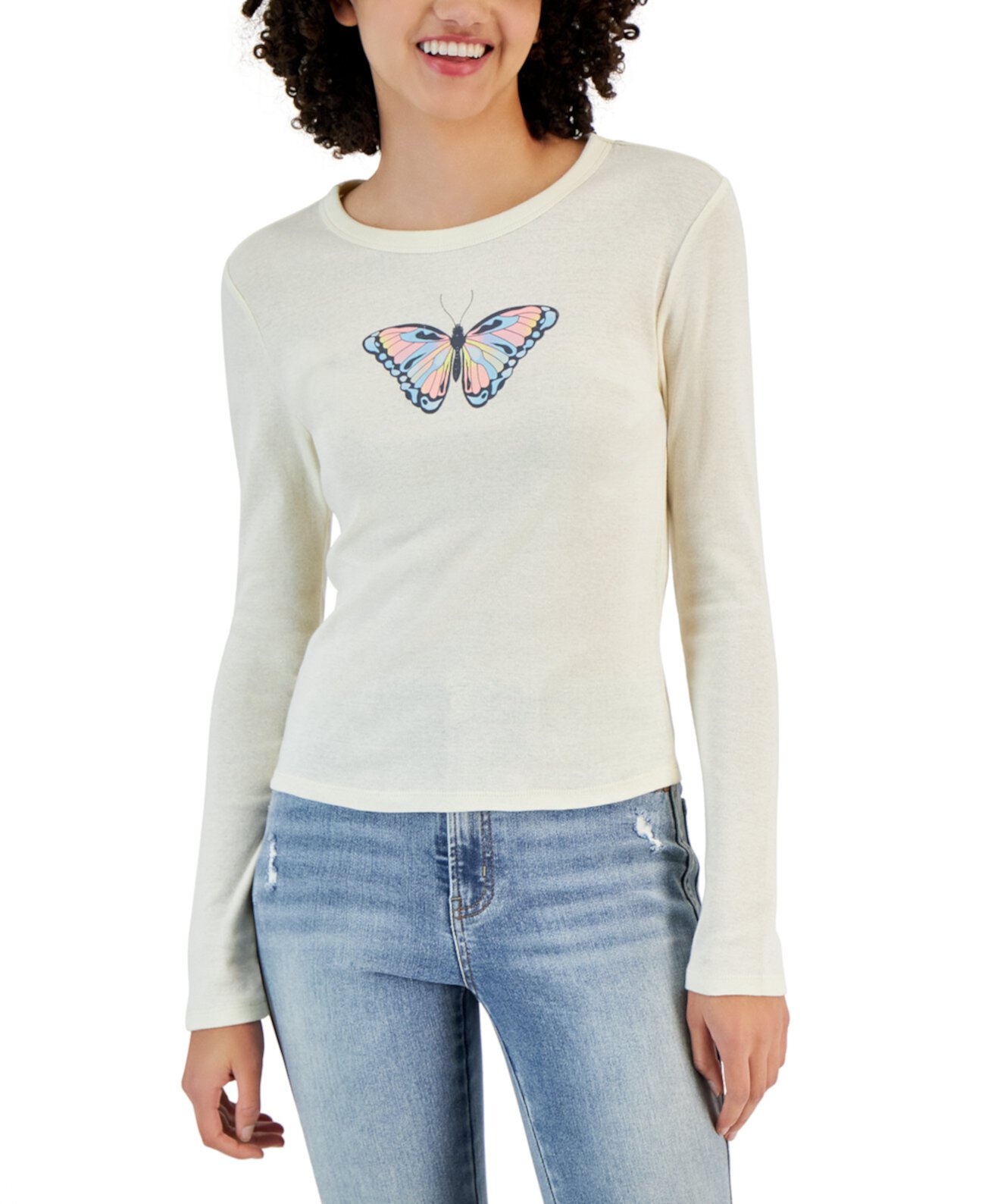 Детская футболка с круглым вырезом и рисунком бабочки с длинными рукавами Rebellious One