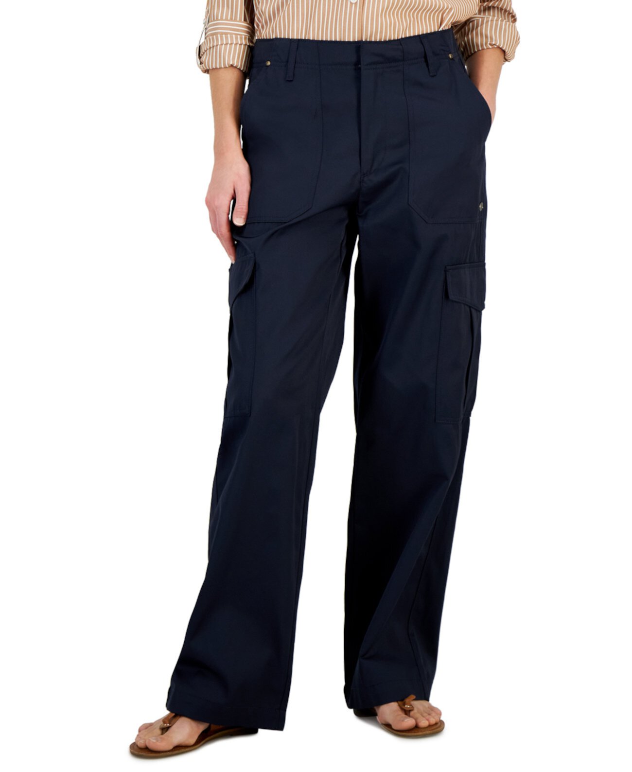 Женские брюки-карго с высокой посадкой и широкими штанинами Tommy Hilfiger