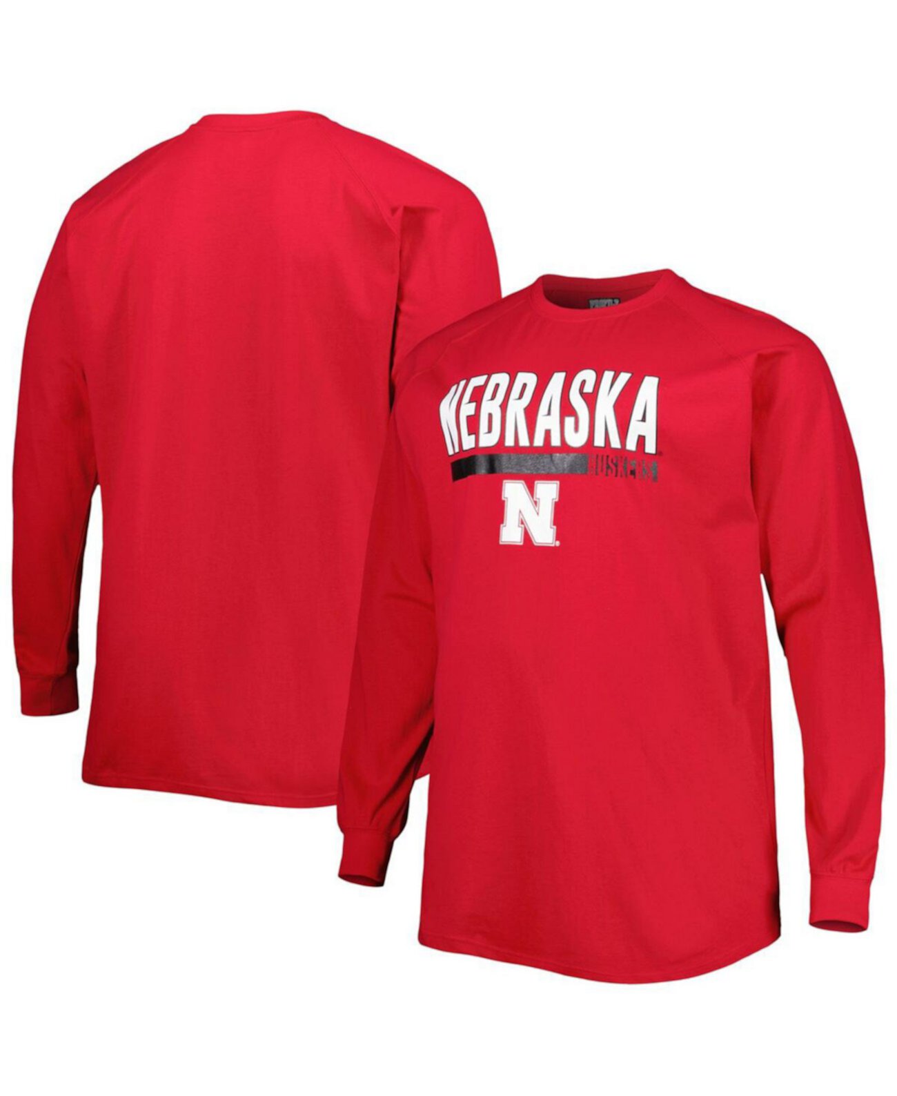 Мужское Джерси Profile Scarlet Nebraska Huskers Big and Tall Two-Hit Raglan Long Sleeve T-shirt Profile