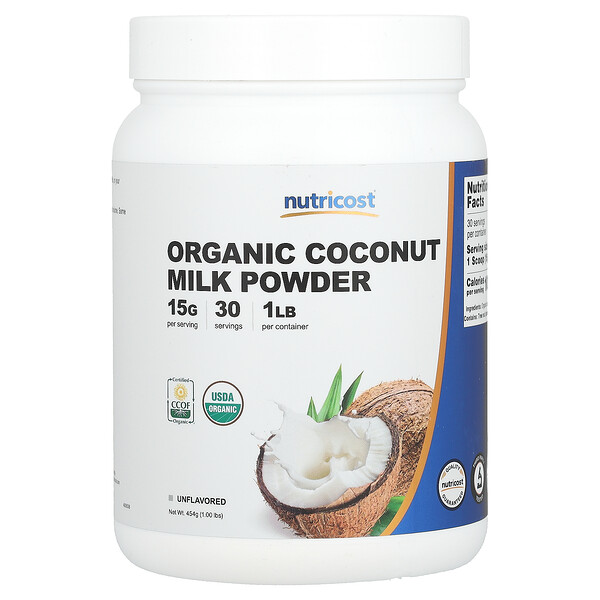Органическое сухое кокосовое молоко, без вкуса, 1 фунт (454 г) Nutricost