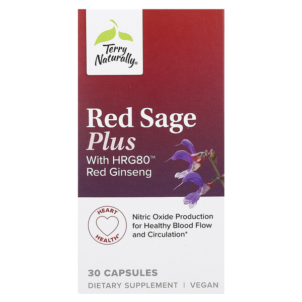 Red Sage Plus с красным женьшенем HRG80, 30 капсул Terry Naturally