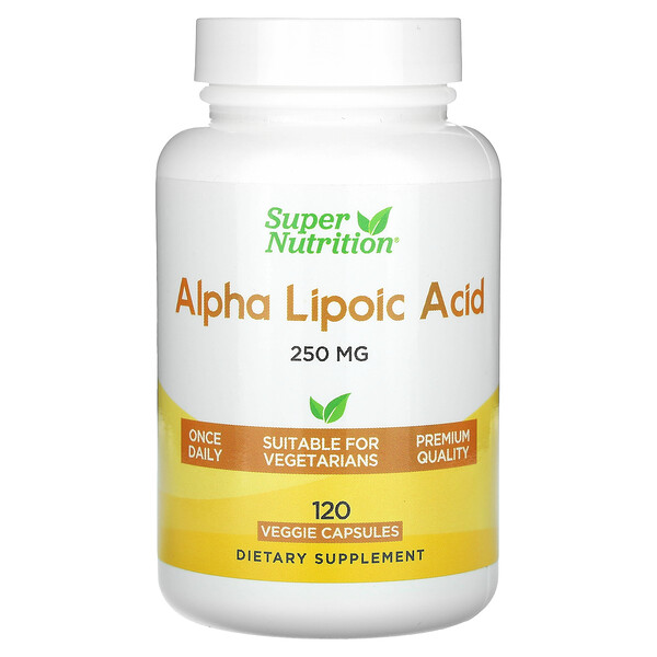 Альфа-липоевая кислота, 250 мг, 120 растительных капсул Super Nutrition
