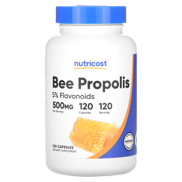 Пчелиный прополис, 500 мг, 120 капсул Nutricost