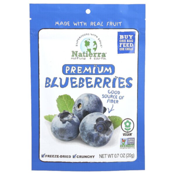 Premium Freeze-Dried Blueberries, 0.7 oz (20 g) Natierra