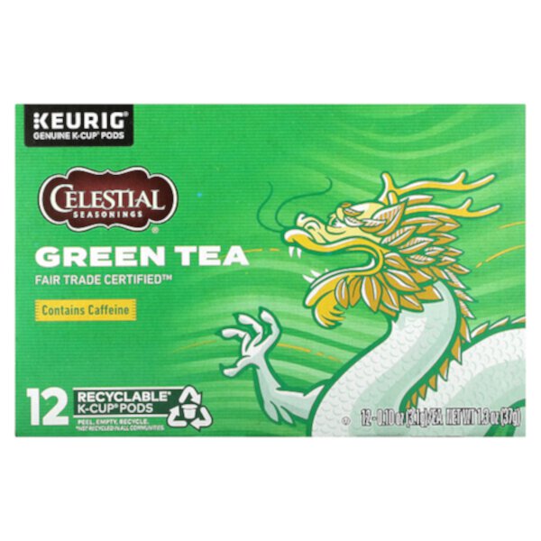 Зеленый чай, 12 стручков K-Cup, по 0,1 унции (3,1 г) каждый Celestial Seasonings