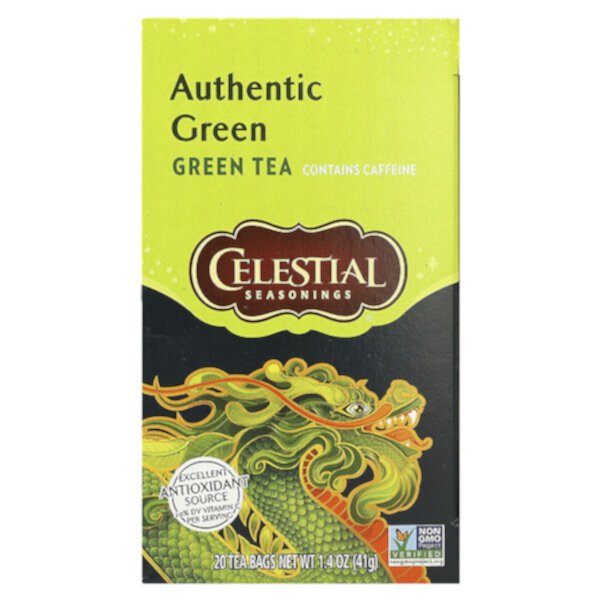 Настоящий зеленый чай, 20 чайных пакетиков, 1,4 унции (41 г) Celestial Seasonings