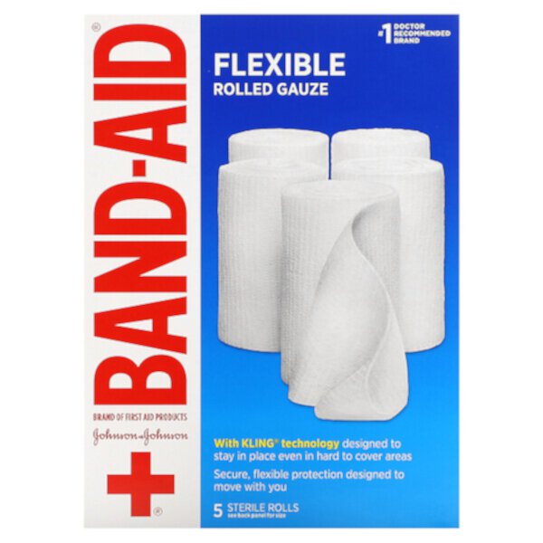 Гибкая рулонная марля, 5 стерильных рулонов Band Aid