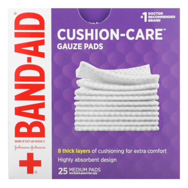 Cushion-Care, Марлевые подушечки, 25 средних подушечек Band Aid