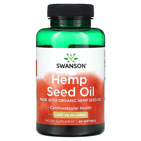 Масло семян конопли, 1000 мг, 60 мягких таблеток Swanson
